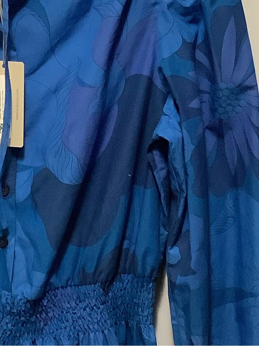 Tucker NYC| Juliette Blue Retro Floral Tiered Sz XS Dress Modest Organic Cotton - Picture 9 of 13